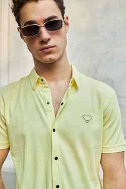 MENS PASTEL YELLOW KNIT SHIRT