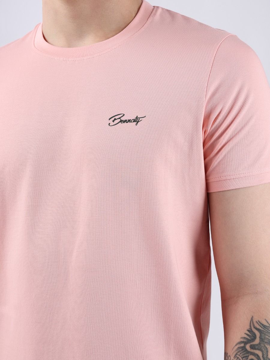 Men’s Pink Round Neck T-Shirt