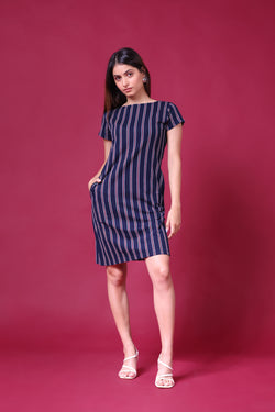 WIDE NECK DENIM WOMEN DRESS