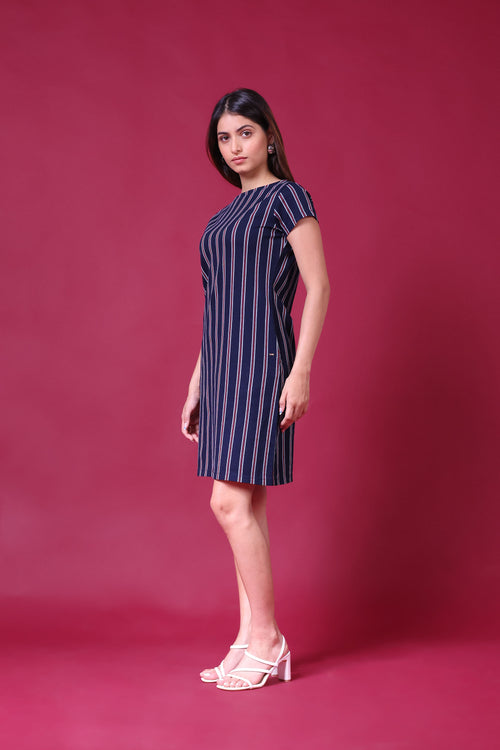 WIDE NECK DENIM WOMEN DRESS