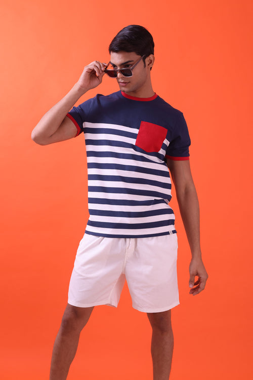 NAVY NAUTICAL STRIPE T-SHIRT