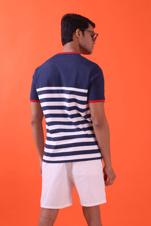 NAVY NAUTICAL STRIPE T-SHIRT