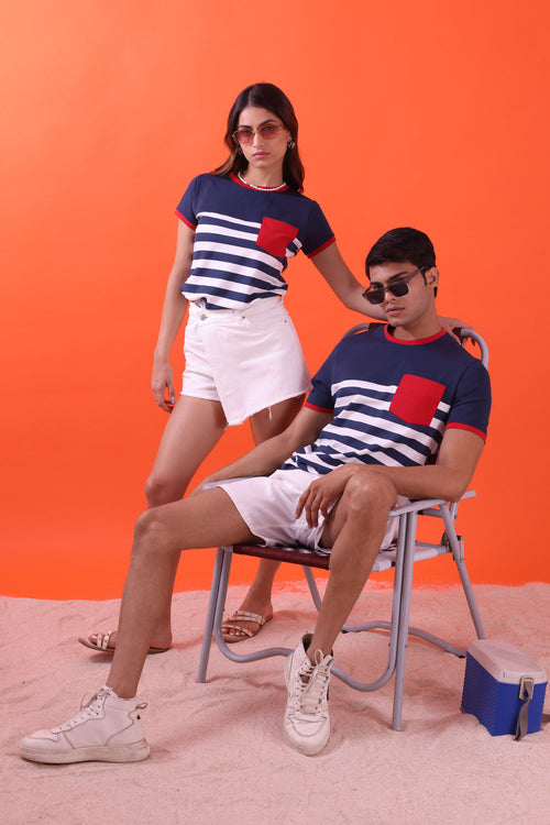 NAVY NAUTICAL STRIPE T-SHIRT