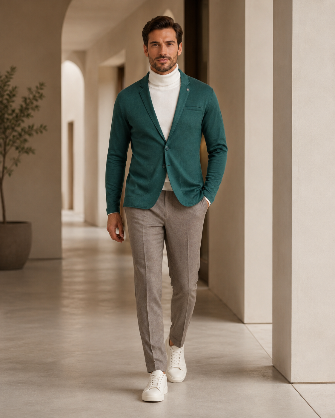 Men’s Green Casual Blazer-3