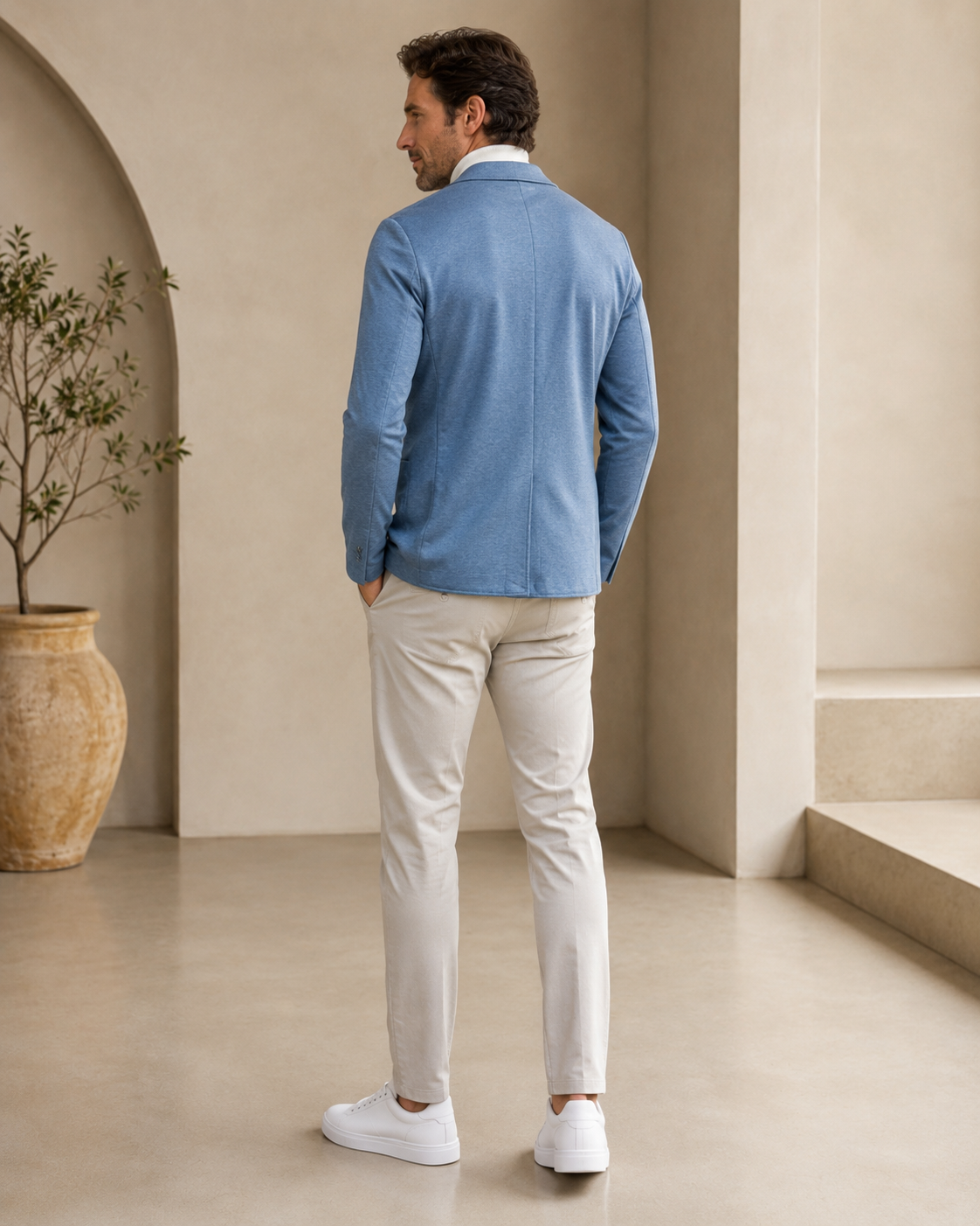 Men’s Sky Blue Textured Casual Blazer-4