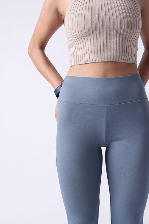 GREY HIGH WAIST ANKLE LENGTH ATHLEISURE PANTS