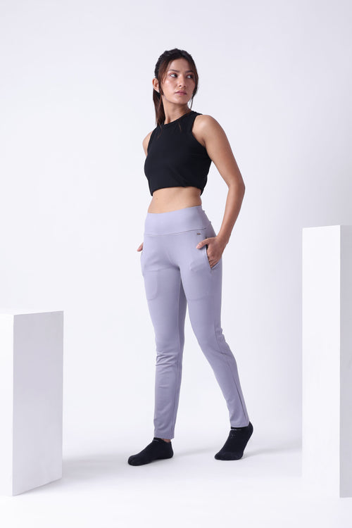 LIGHT GREY HIGH RISE FUNCTIONAL LEGGINGS