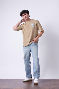 BEIGE ACID WASHED OVERSIZED T-SHIRT