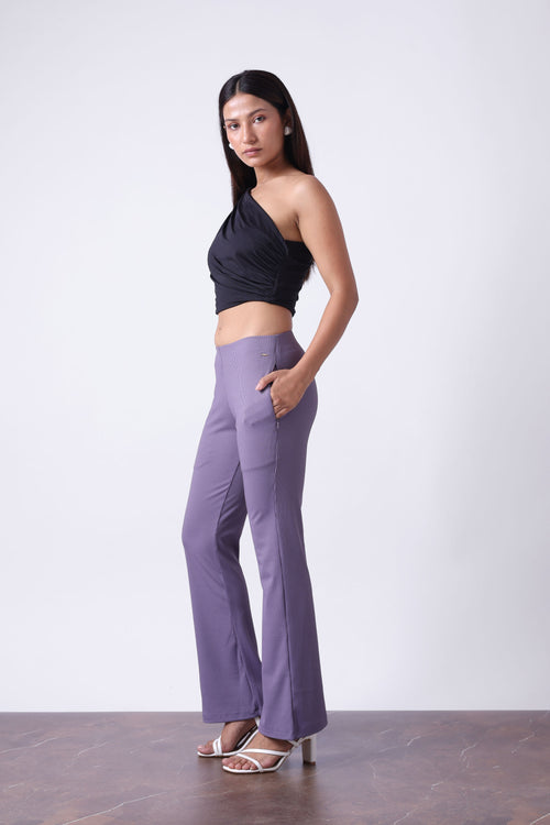 LILAC MID RISE FLARE PANTS