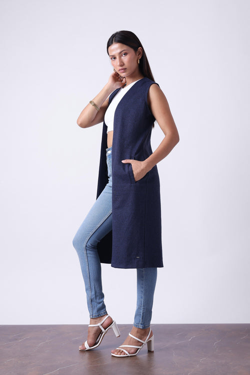 MELAGNE SLEEVELESS LONG LENGTH CARDIGAN