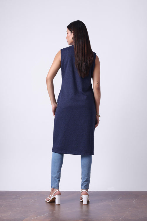 MELAGNE SLEEVELESS LONG LENGTH CARDIGAN