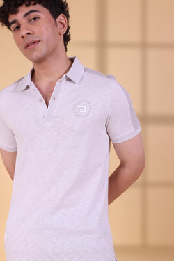 CEMENT TONAL RIBBED PLACKET POLO