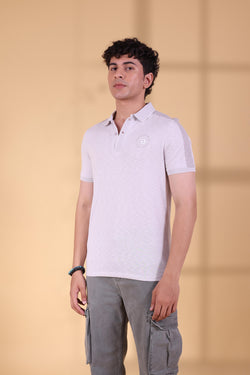 CEMENT TONAL RIBBED PLACKET POLO