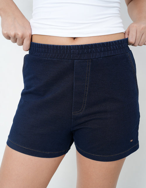 Knitted Denim Shorts