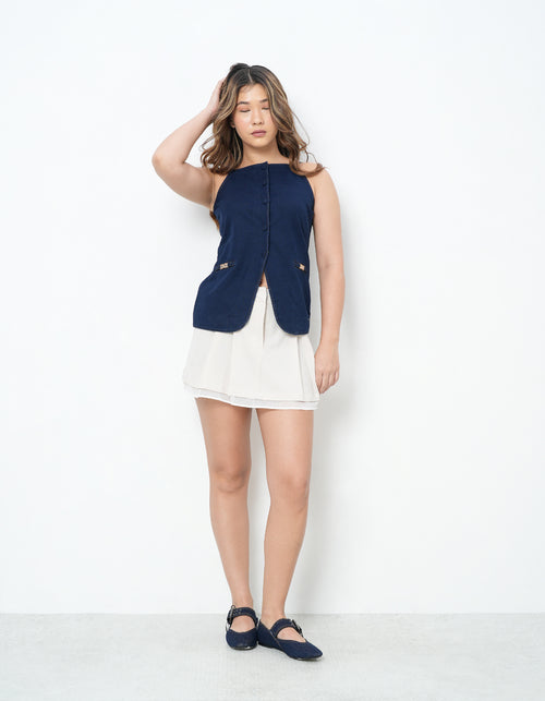 Knitted Denim Sleeveless Top