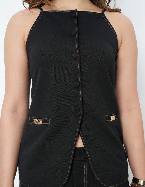 Black Denim Top with Shorts Co-Ords set