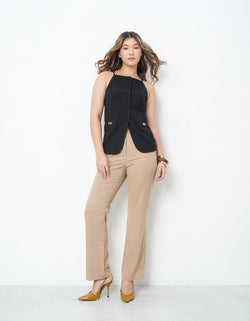 Knitted Black Denim Sleeveless Top