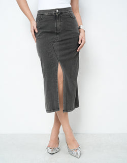 Black Skirt With Front Slit