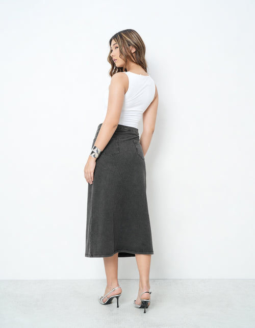 Black Skirt With Front Slit