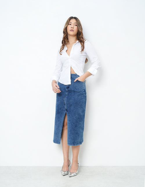 Denim Skirt With Front Slit
