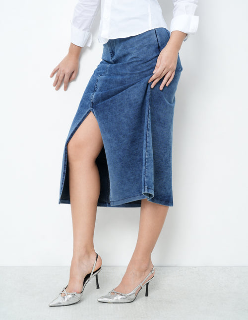 Denim Skirt With Front Slit