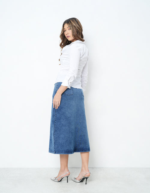 Denim Skirt With Front Slit