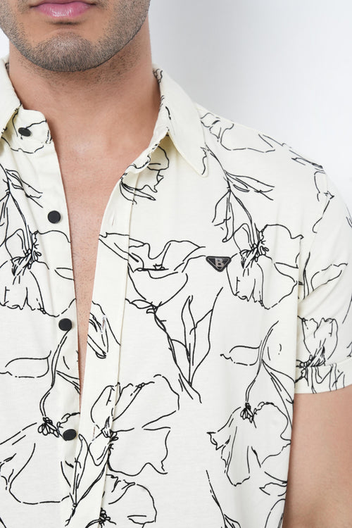 Off-White Floral Printed Shirt