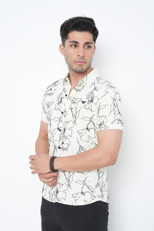 Off-White Floral Printed Shirt