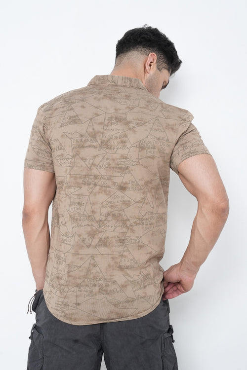 Khaki Floral Printed Shirt