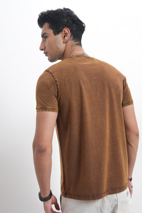 Men’s Acid-Wash Graphic Tee – Earth Tone Floral Edition