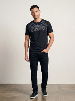 Men’s "Apex Wing" Graphic T-Shirt – Crisp Black & Silver