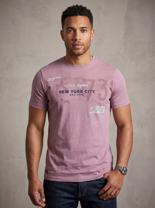 Bonnaty "Urban Legend" New York City Graphic Lilac T-Shirt