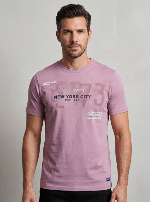 Bonnaty "Urban Legend" New York City Graphic Lilac T-Shirt