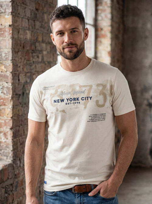 Bonnaty "Urban Legend" New York City Graphic Beige T-Shirt