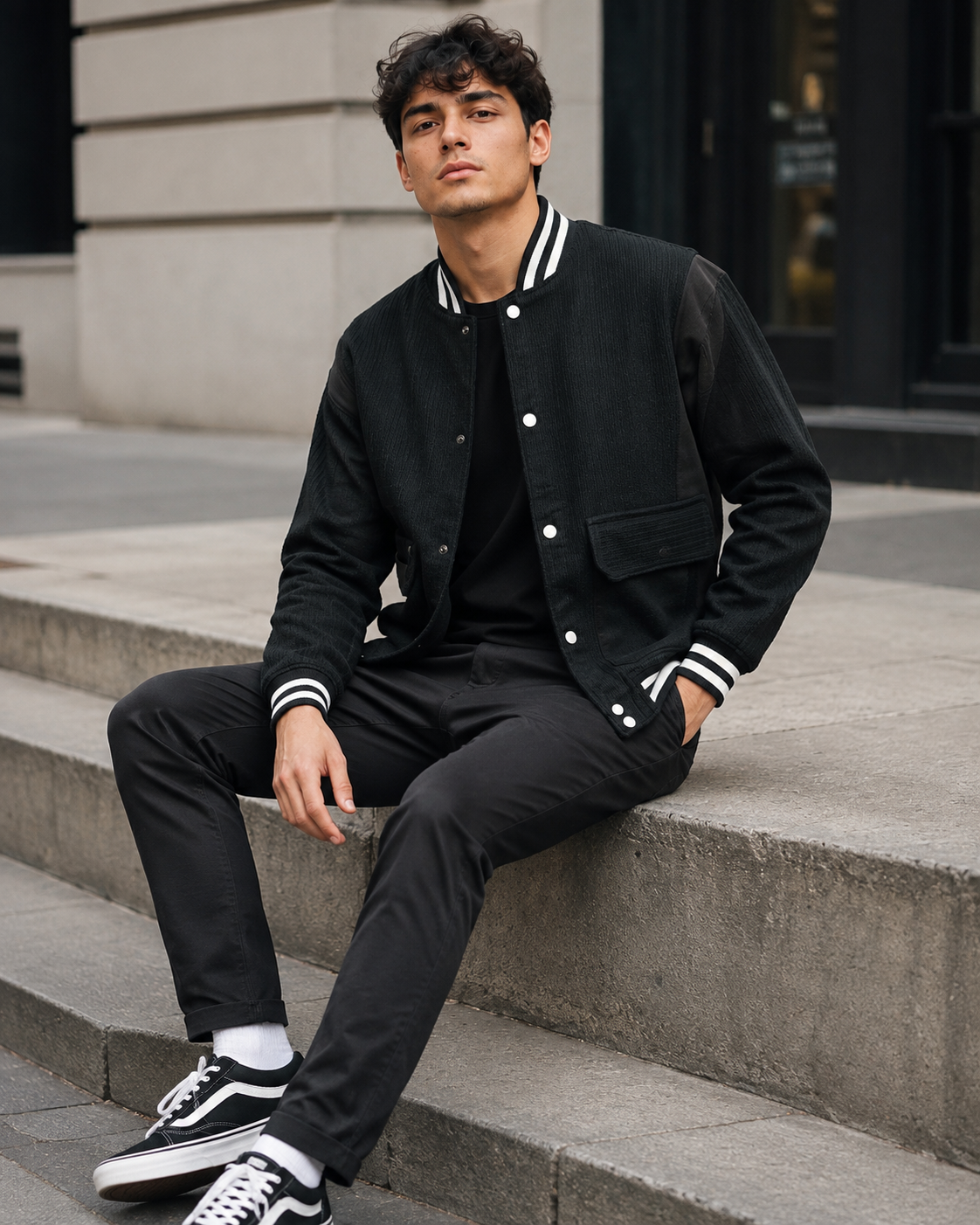 Men’s Black Partywear Bomber Jacket