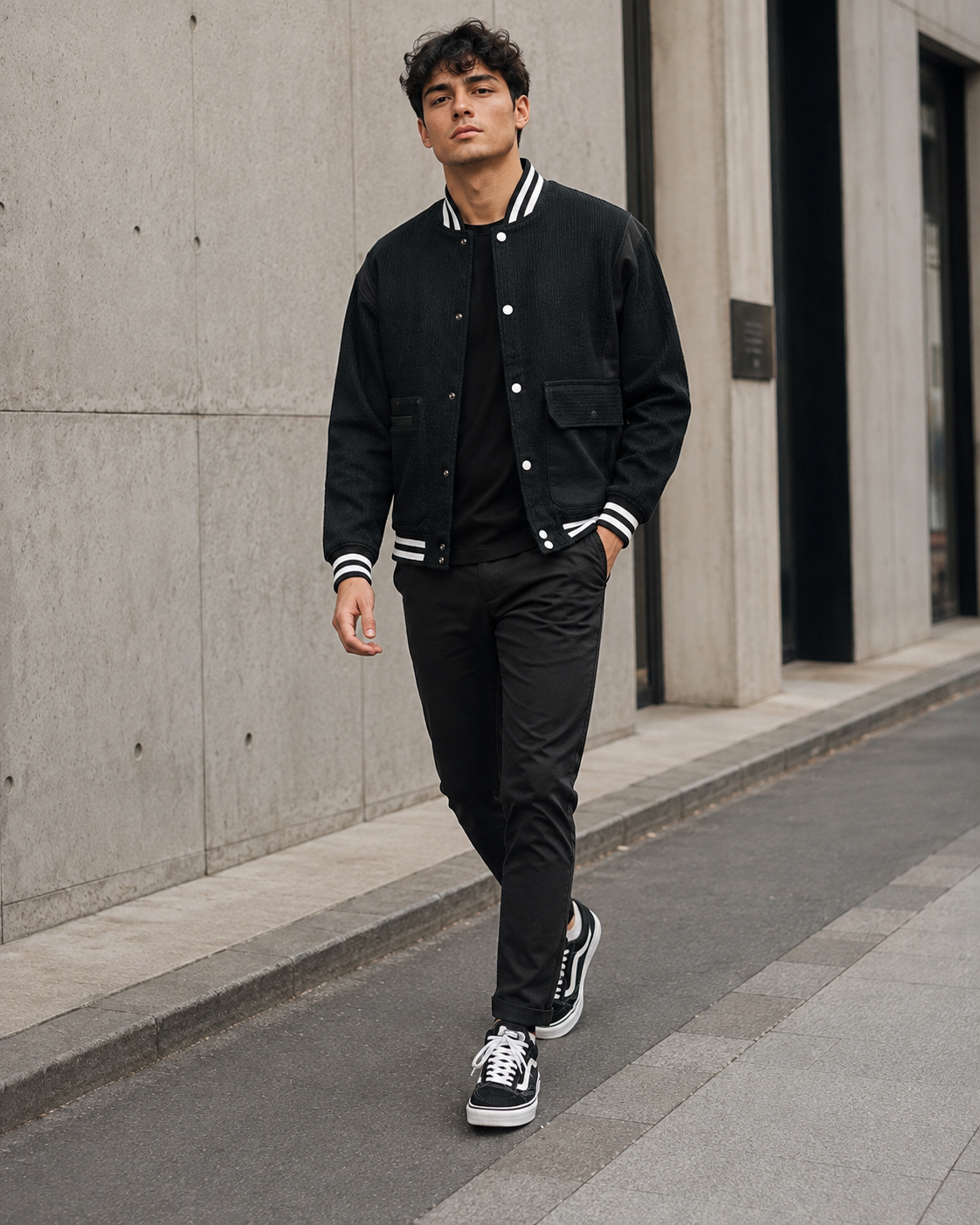 Men’s Black Partywear Bomber Jacket-3
