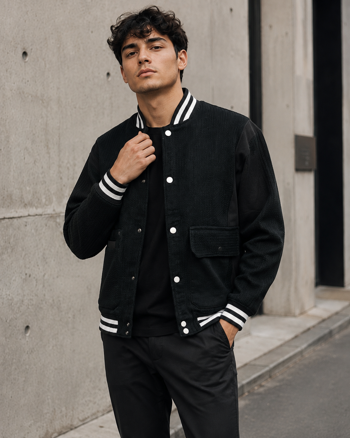 Men’s Black Partywear Bomber Jacket-4