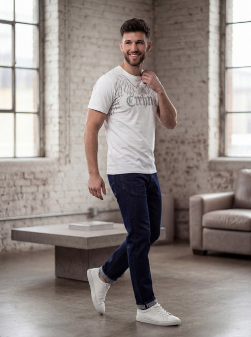 Men’s "Apex Wing" Graphic T-Shirt – Crisp White & Silver