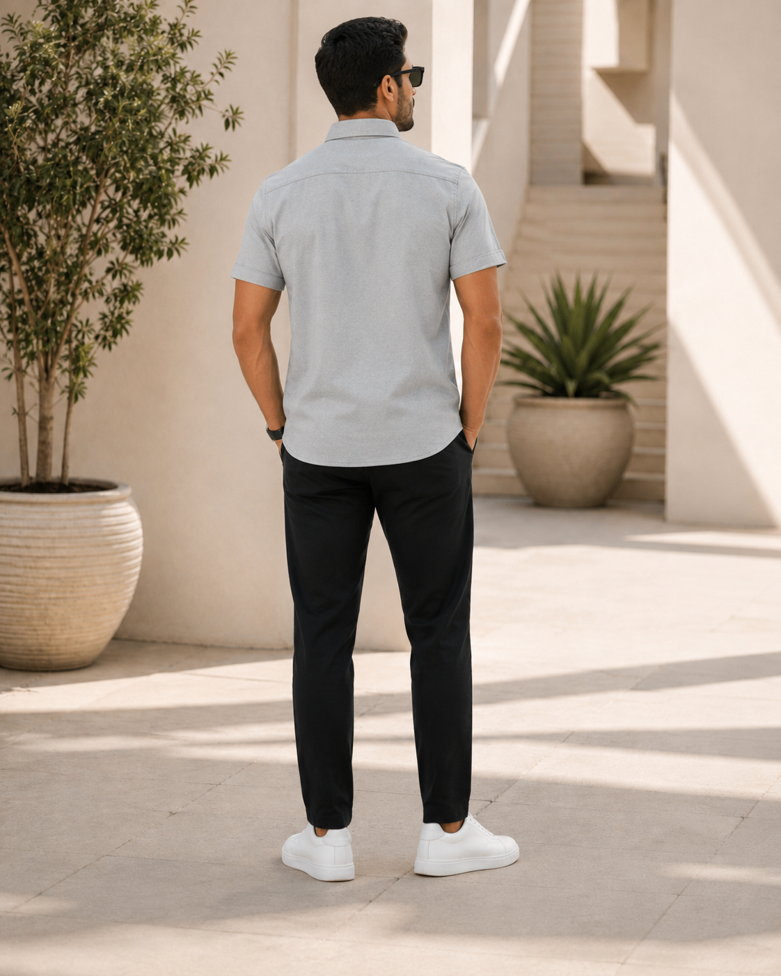 Cement Grey Textured Casual Shirt-3