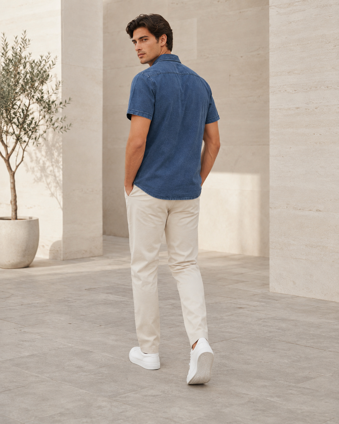 Men’s Blue Washed Casual Shirt-3