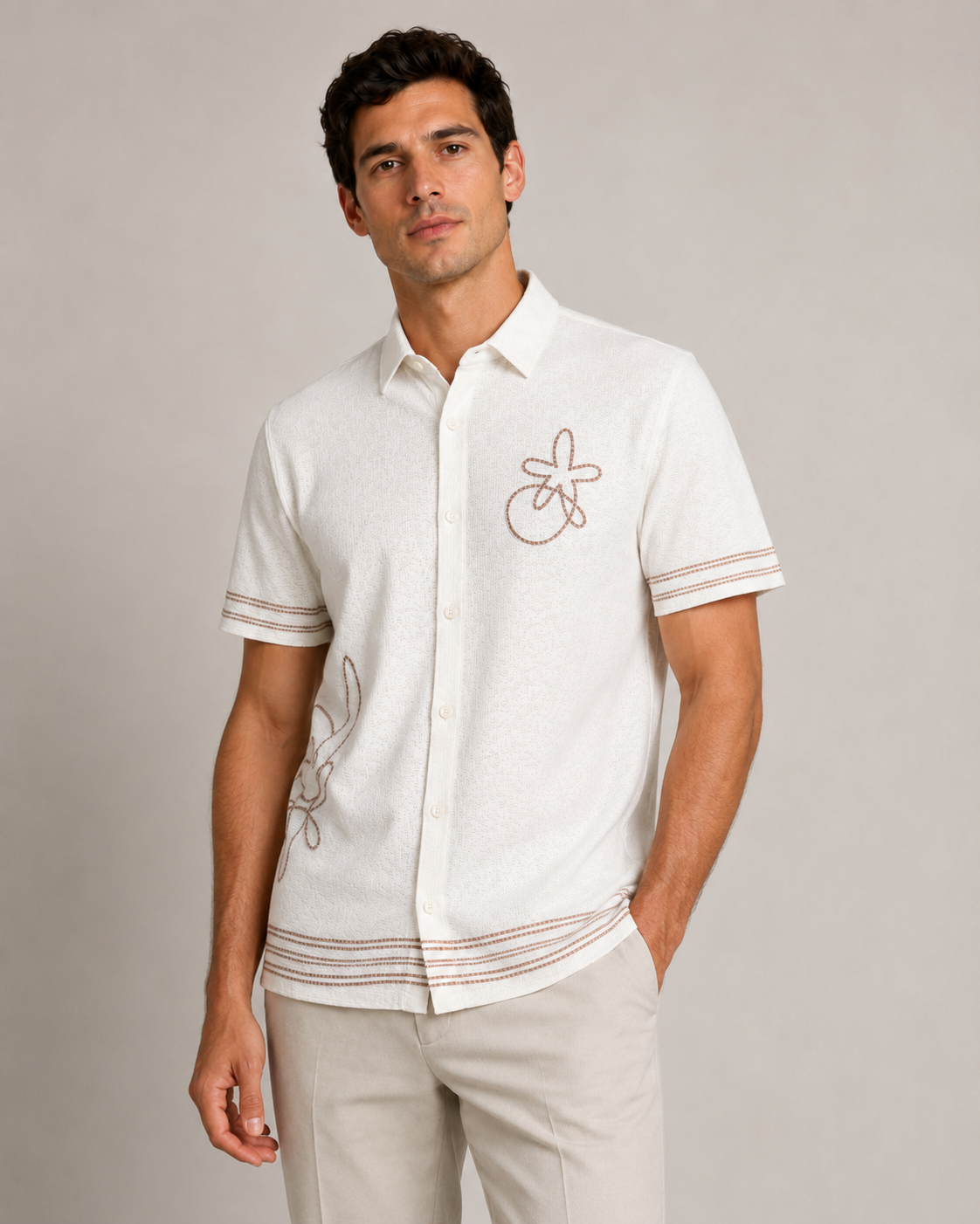 Men Rich Brown Textured Casual Shirt