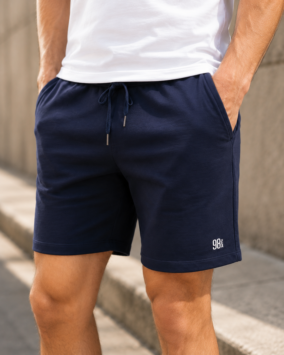 Men Navy Relaxed Fit Casual Shorts
