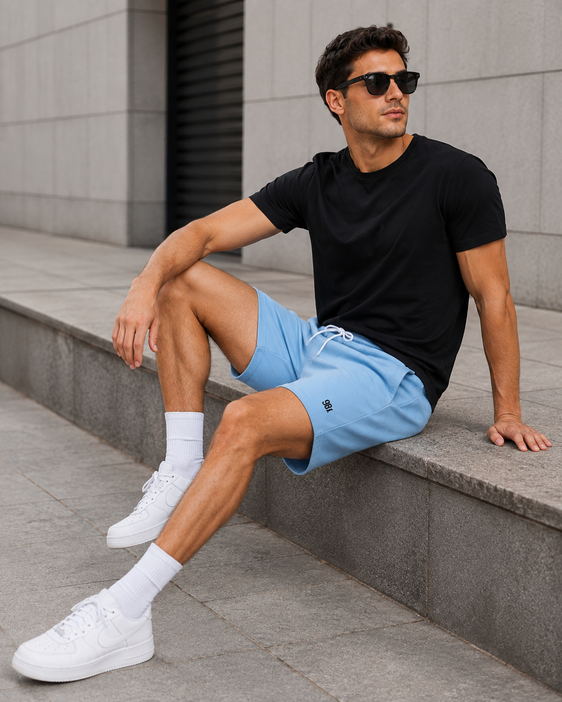 Men Sky Relaxed Fit Casual Shorts