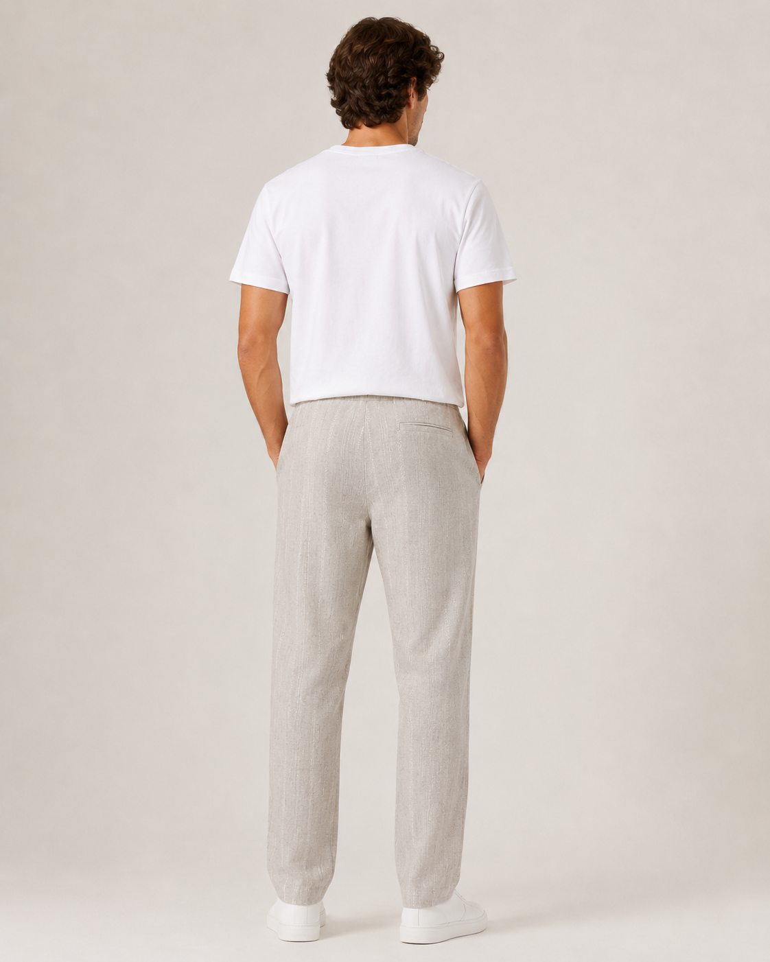 Men’s Beige Linen Pants-5