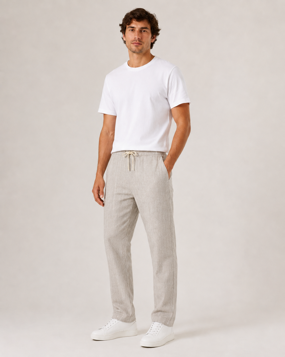 Men’s Beige Linen Pants