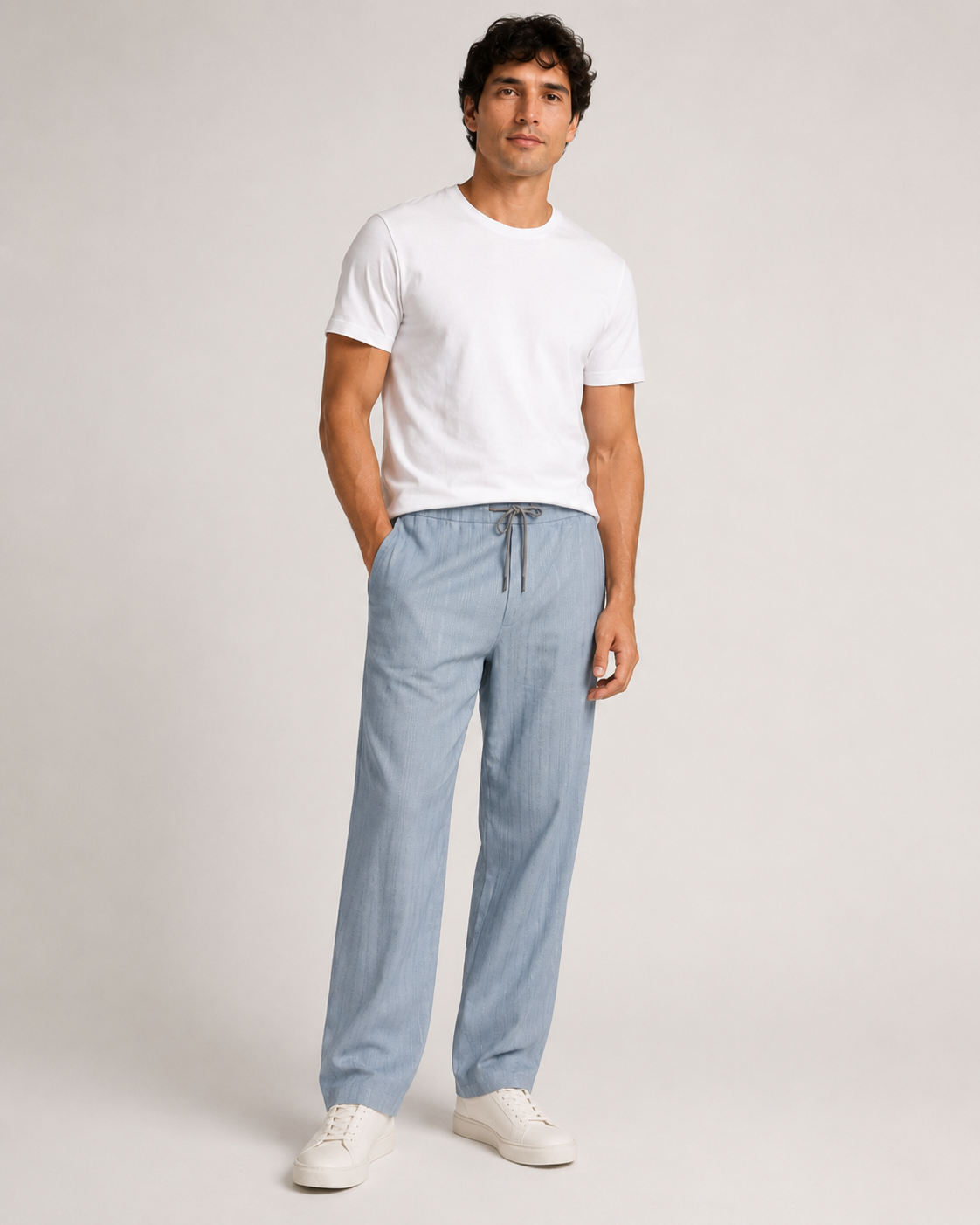 Men’s Blue Linen Pants-4