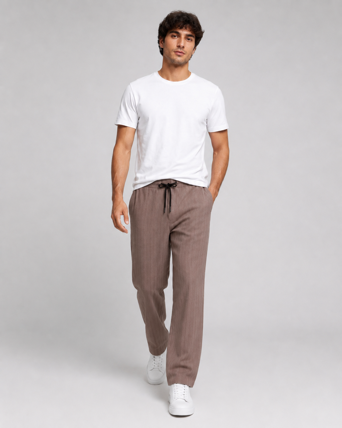 Men’s Brown Linen Pants-4