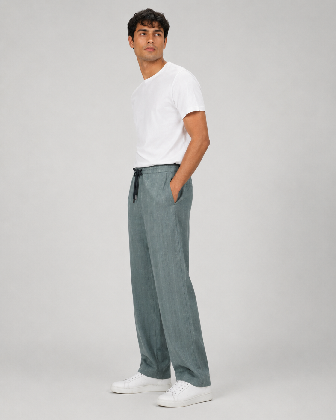 Men’s Green Linen Pants-3