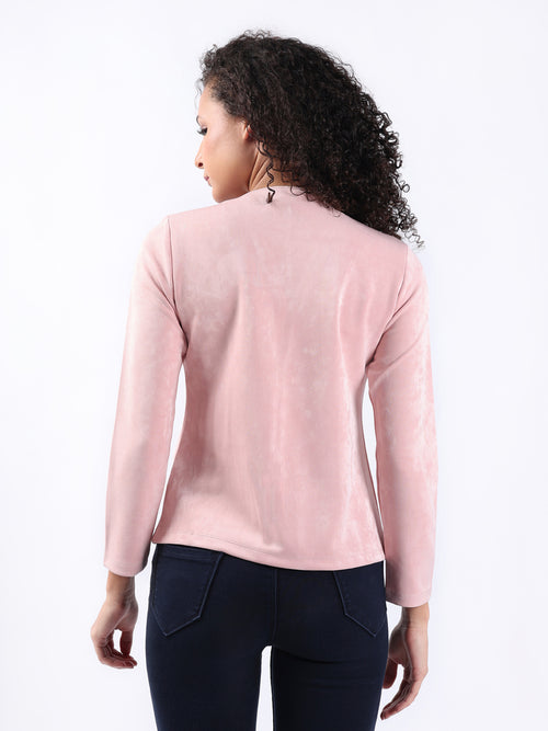 PEACH MELANGE FRONT OPEN BLAZER