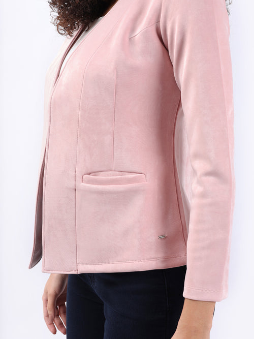 PEACH MELANGE FRONT OPEN BLAZER